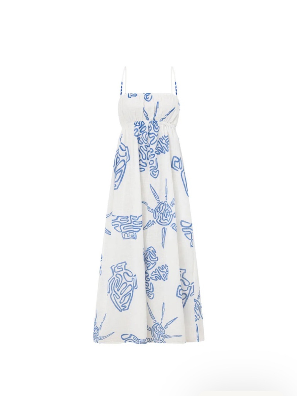 Sabo Skirt Cream Maxi Dress with Blue Print - Picture 3 of 3